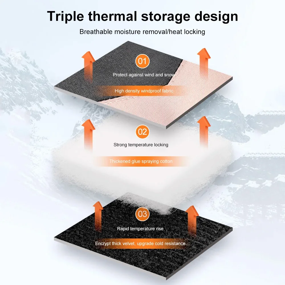 Winter Snowboard Ski Gloves PU Leather Non-slip Touch Screen Waterproof Motorcycle Cycling Fleece Warm Riding Gloves