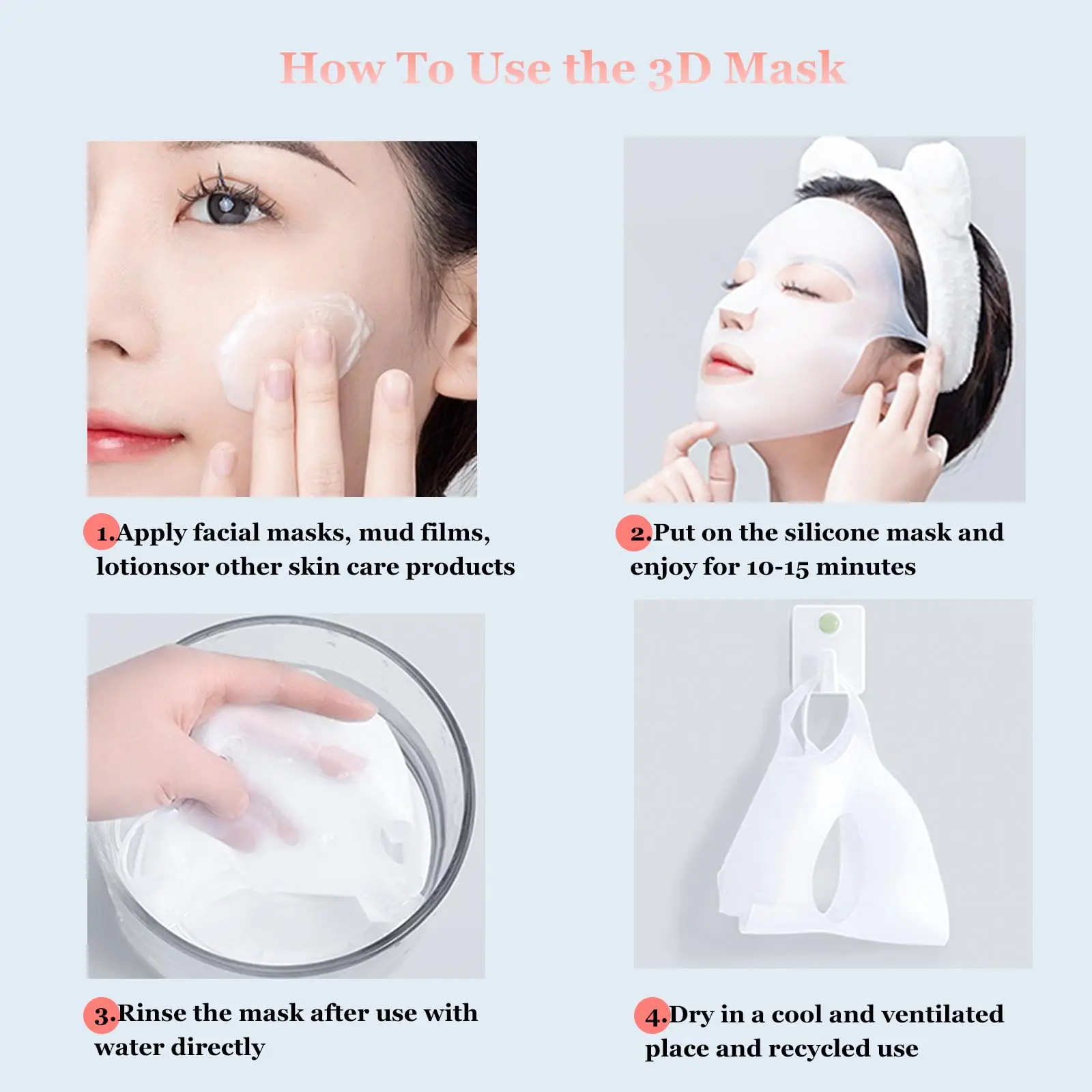 Masque en silicone réutilisable pour masque hydratant visage - 1 pièce