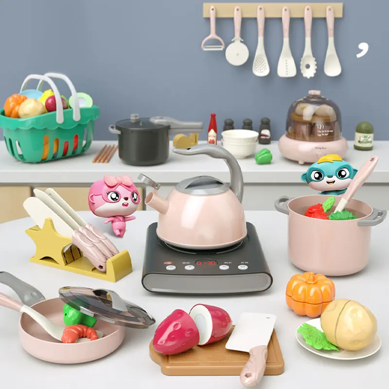 Kids Play Kitchen Set, Pretend Play Cooking Toys Set, Kitchen Toys Playset For Toddlers, Toy Pots And Pans For Kids Kitchen 6