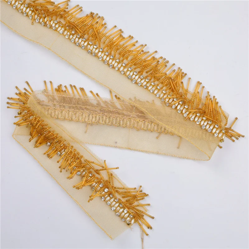 NationaldiyHandmade Beaded Tassel Curtain lace accessories Skirt Dance Fringe Clothes Decoration Tassel