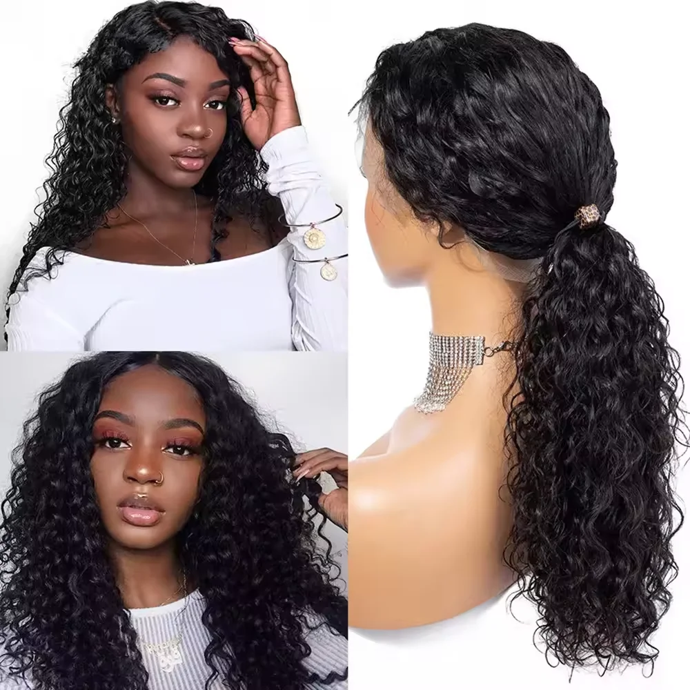 Curly HD Lace Wig 13x6 Human Hair 200Density Water Wave Wig 30Inch Lace Front Human Hair Deep Wave Frontal Pre Plucked