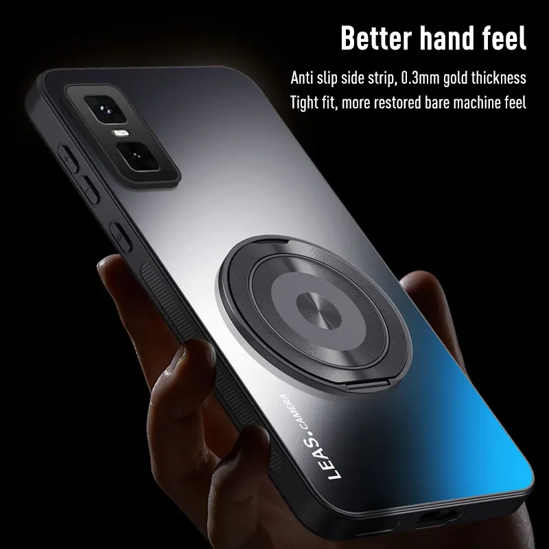 Magnetic Holder Case - Matte Skin-Feel with Lens Protection, Hard Back Cover