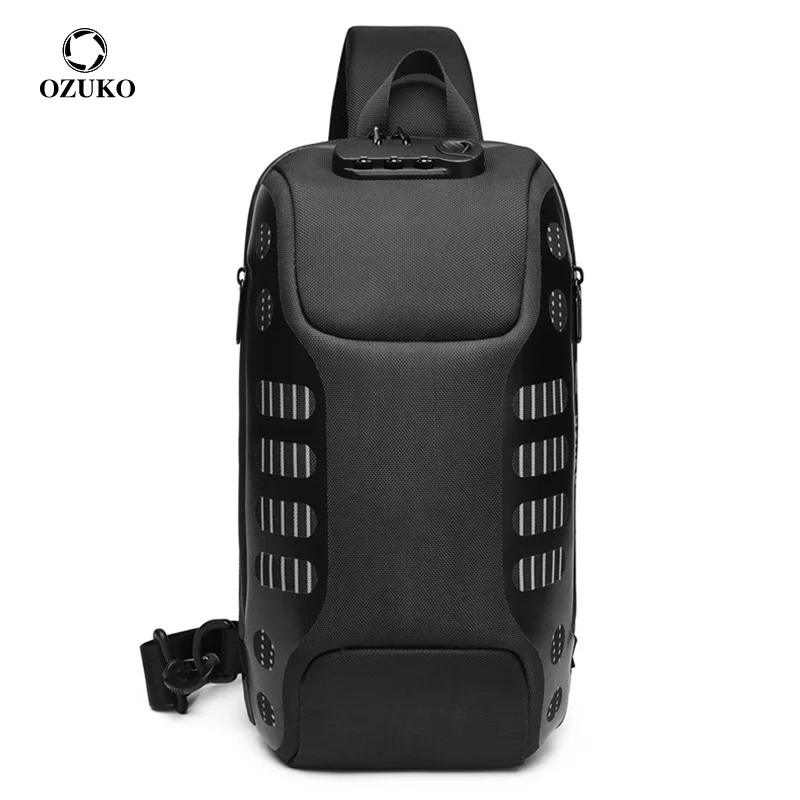 

OZUKO Fashion New Men Chest Bag Anti-theft Crossbody Bag Multifunction Waterproof Male Chest Pack Short Trip Sling Messenger Bag