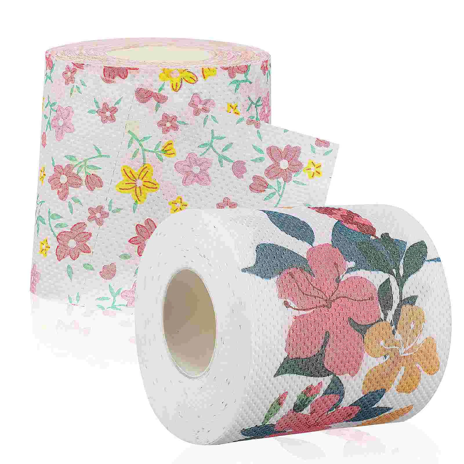 2 Rolls Printed Paper Standard Toilet Commercial Towels Colorful Napkins Tissue