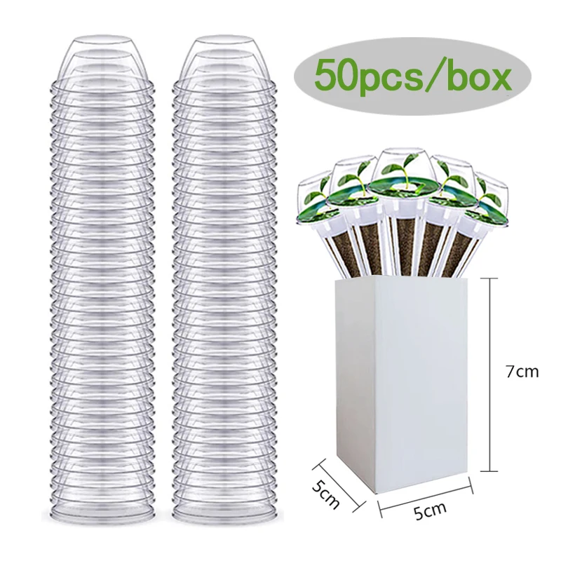 50 Hydroponic plant seedling cover soilless cultivation transparent insulation cover and air generator compatible seed pod kit