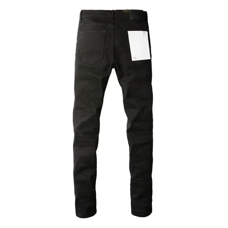 New Fashion Purples jeans Man with high street black pleats Fashion top quality Repair Low Rise Skinny Denim pants 5