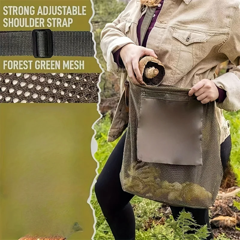 Outdoor Mushroom Picking Bag Basket Breathable Multi Purpose Storage Net Bag Foldable Fruit Collection Bag Easy To Carry