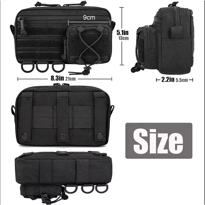 Men's Green EDC Pouch – Compact Multitool Organizer With MOLLE & Map Sleeve – Perfect For Gadgets, Phone, Outdoor Gear