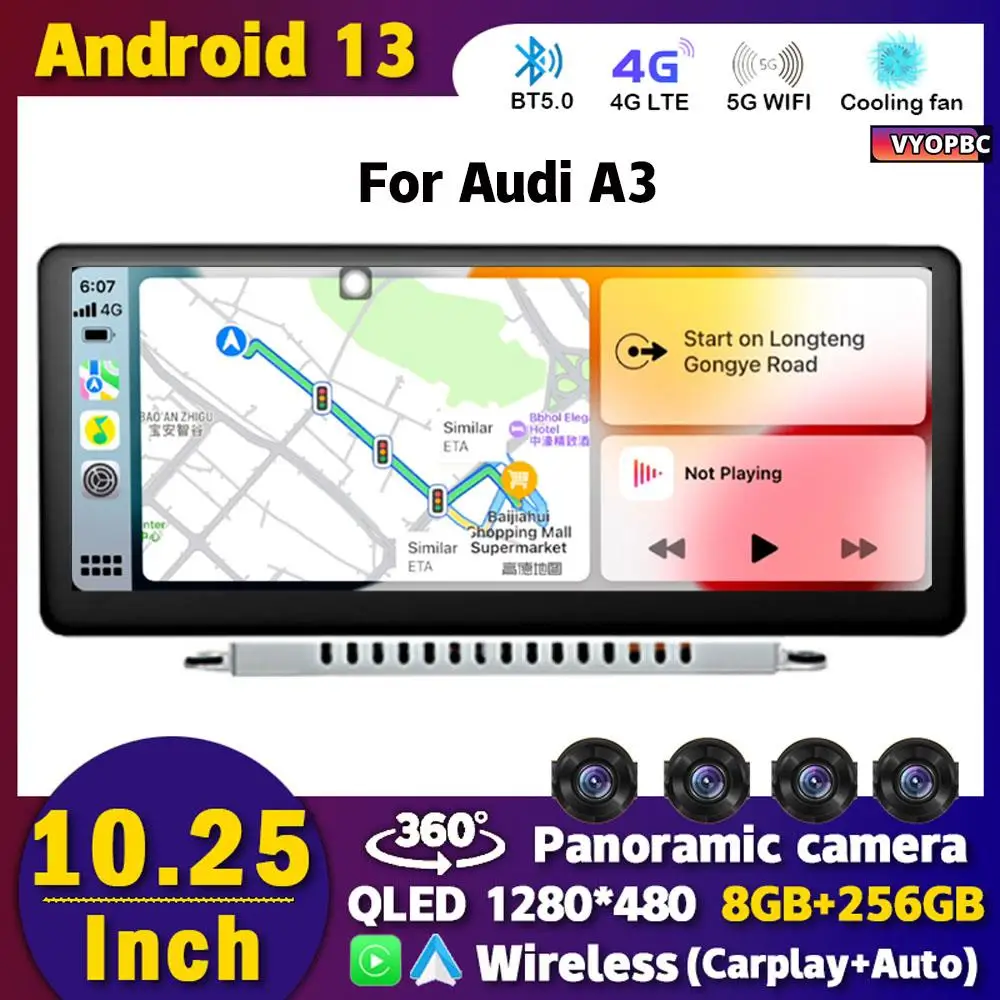 

8Core Android 13 Car Radio 10.25" For Audi A3 8V 2012-2020 Multimedia Player GPS Wireless Carplay Auto WIFI 4G SIM Touch Screen