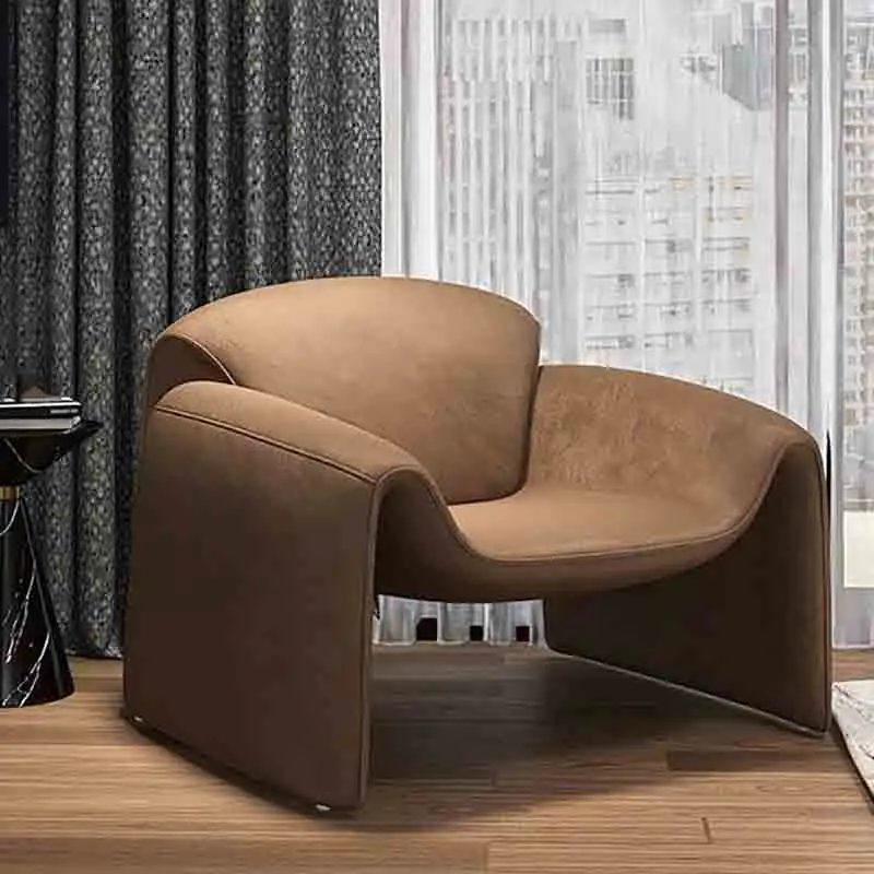 Single Sofa Chair for Living Room Bedroom Apartment Office Decor Comfy Arm Chair Sofa Upholstered Reading Camel Accent Chair