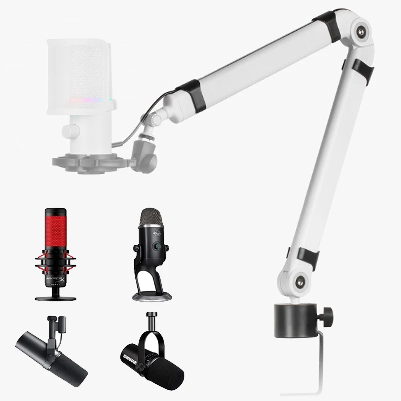 Microphone Boom Arm 360&deg;Rotatable Mic Stand Microphone Holder With 3/8"5/8" Adapters Microphone Arm With Accessories Mic Arm microphone stand