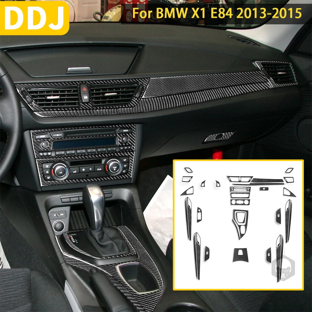 For BMW X1 E84 2013 2014 2015 Accessories Carbon Fiber Interior Center Console Door Handle Air Vent Control Trim Sticker