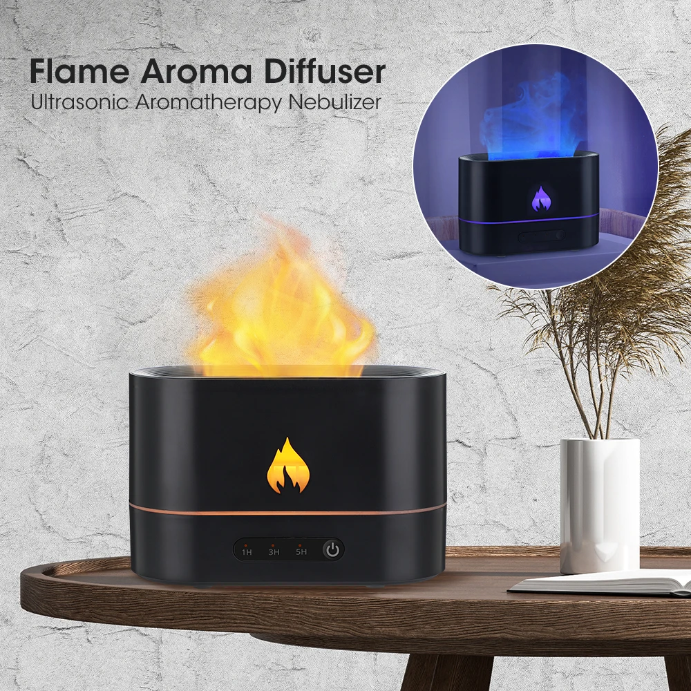 Simulation Flame Fire Aroma Humidifier Ultrasonic Aromatic Essences