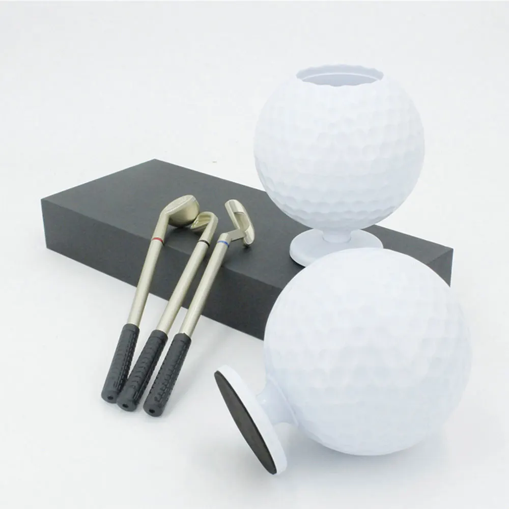 1pc Golf Ball Model Pen Holder, 3 Pcs Golf Ballpoint Pens, Golf Desktop Gift Mini Golf Ball Pen Holder,Souvenir, For Golfer 4