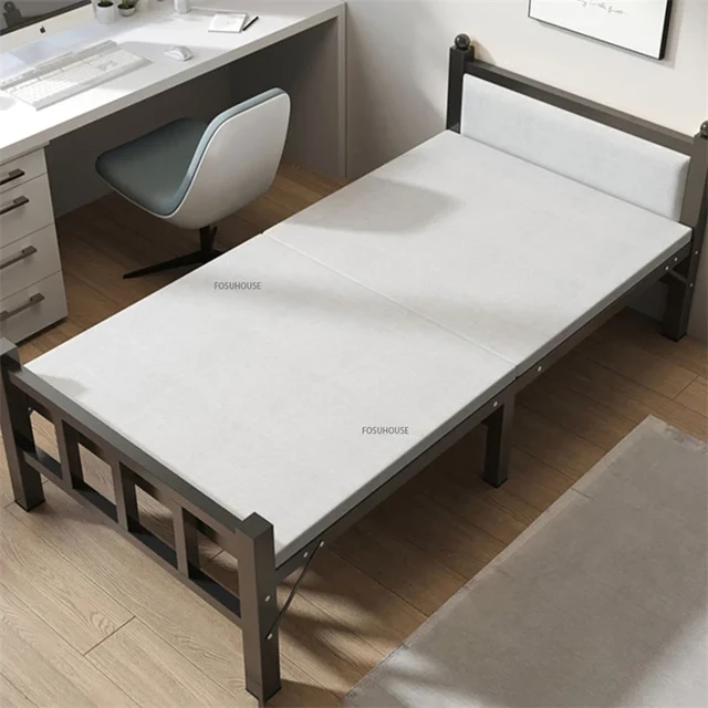 Letto pieghevole moderno con comodino morbido noleggio casa dormitorio  ufficio pausa pranzo letto matrimoniale e singolo struttura in ferro  rinforzato Z - AliExpress