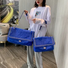 Women's bag 2020 new embroidered thread Lingge chain Tote Bag high-capacity single shoulder oblique span bag 