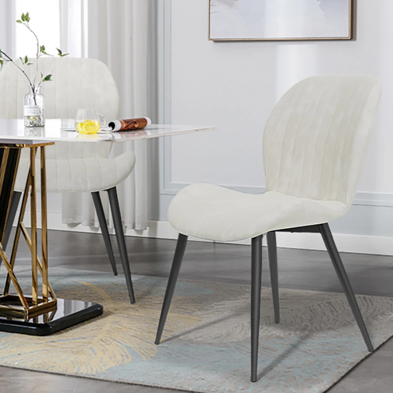 Dining Chair Set of 2, Upholstered Dining Room Chairs, Mid-Century Modern Armless Back Chair with Velvet Soft Seat Metal Legs, 4