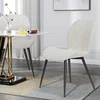 Dining Chair Set of 2, Upholstered Dining Room Chairs, Mid-Century Modern Armless Back Chair with Velvet Soft Seat Metal Legs, 4