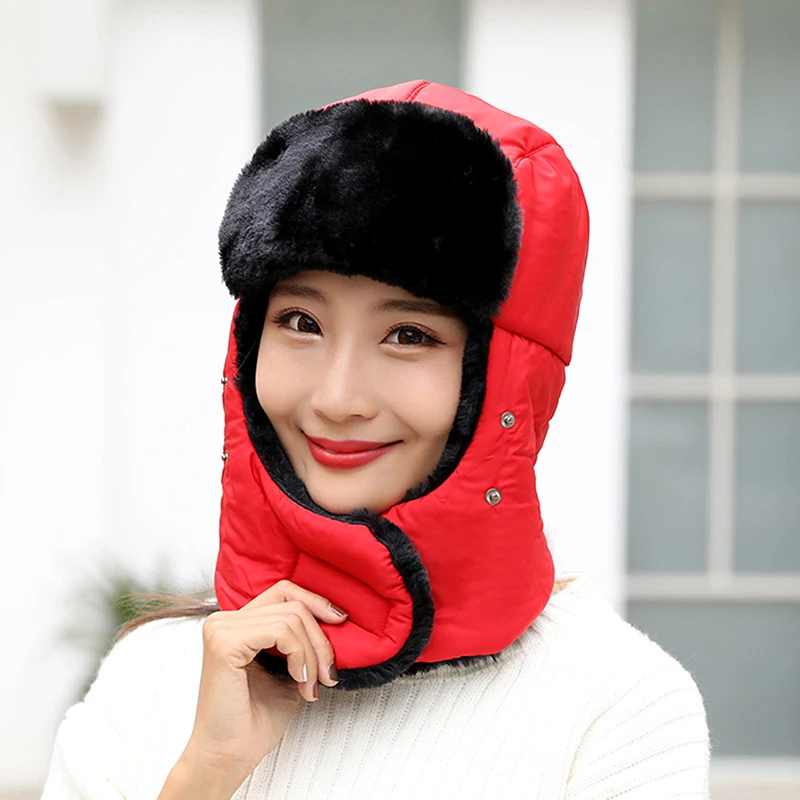 Winter Warm Cap Men Women Waterproof Thermal Fleece Bomber Hat Hooded Neck Warmer Hiking Scarves Snow Ski winter hat fashion hat