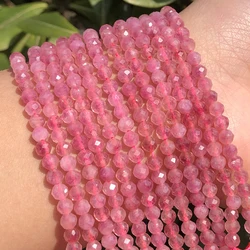 Natural Dark Blue Sapphire Stone Beads - Micro Faceted Round Loose Beads for Jewelry Making, Bracelet Crafting Supplies, 15 - Inch Strand (Pink Tourmaline)