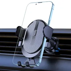 Enhanced Mobile Phone Car Holder with Gravity Sensor and Metallic Finish (Black)