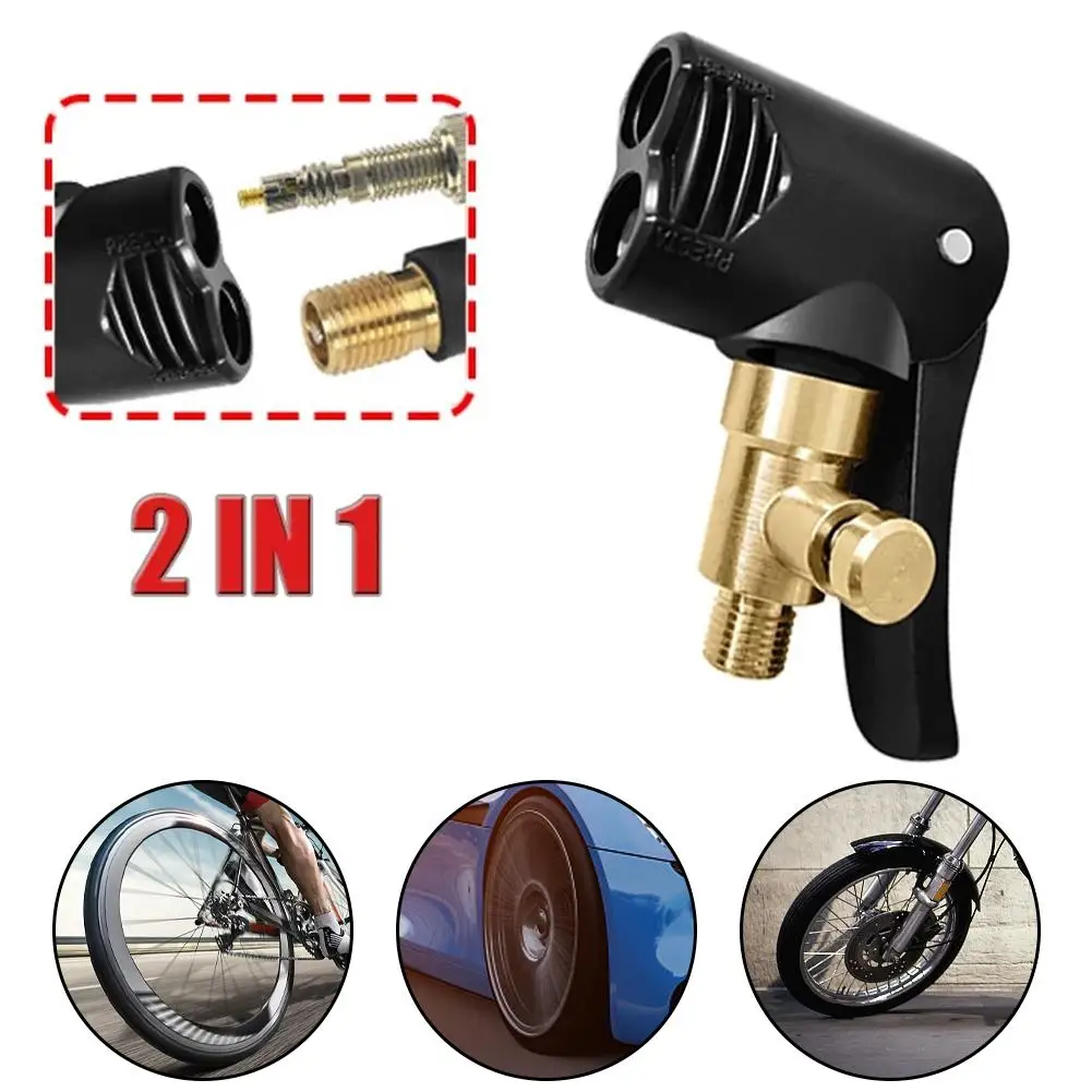

2 In 1 Car Truck Tire Car Inflator Pump Air Valve Clamp Mouth Vent Bike Inflatable Tool French Joint Motorcycle Mouth Nozzl J0O2