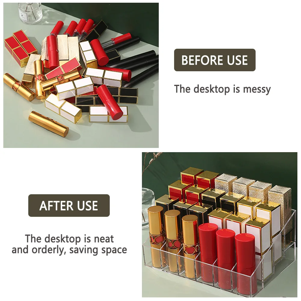 Clear Lipstick Box With Multi-grid Multifunctional Desktop Makeup Display Stand For Bedroom 4