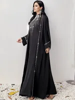 Abaya – ensemble musulmans de luxe pour femmes, 2 pièces, robe de soirée en diamants, Kimono Jalabiya, robe de mariée, Kaftan Kebaya Ramadan 5