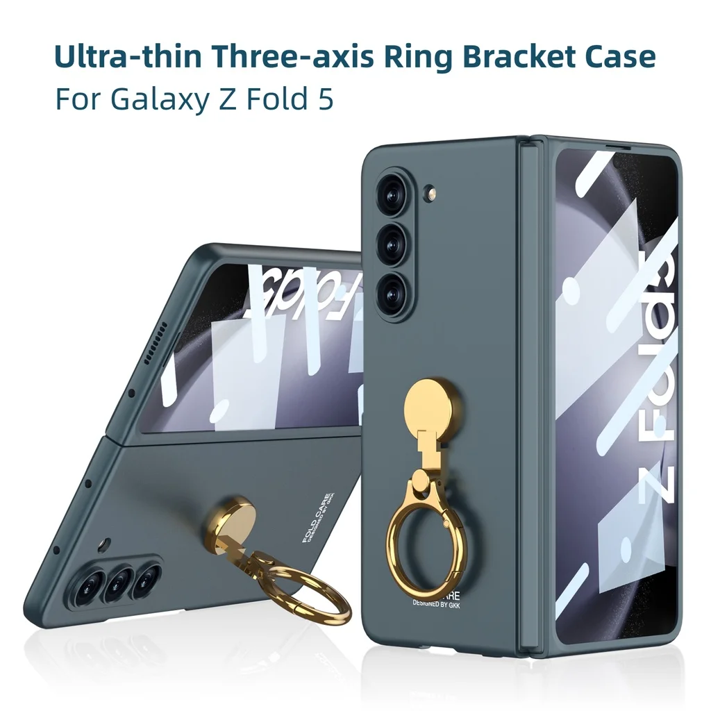 

Ультратонкий Твердый чехол с кольцом-держателем и передним стеклом для Samsung Galaxy Z Fold 5