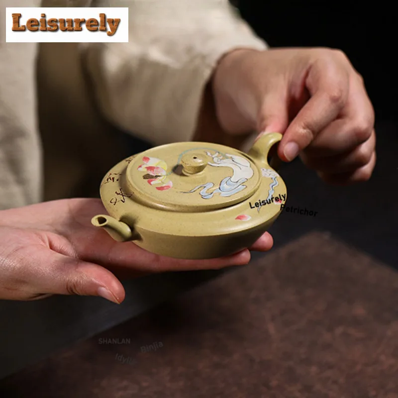 100ml Yixing Purple Clay Teapots Handmade Lotus Pot Raw Ore Motoyama Green Mud Tea Maker Kettle With Filter Zisha Tea Set Gift