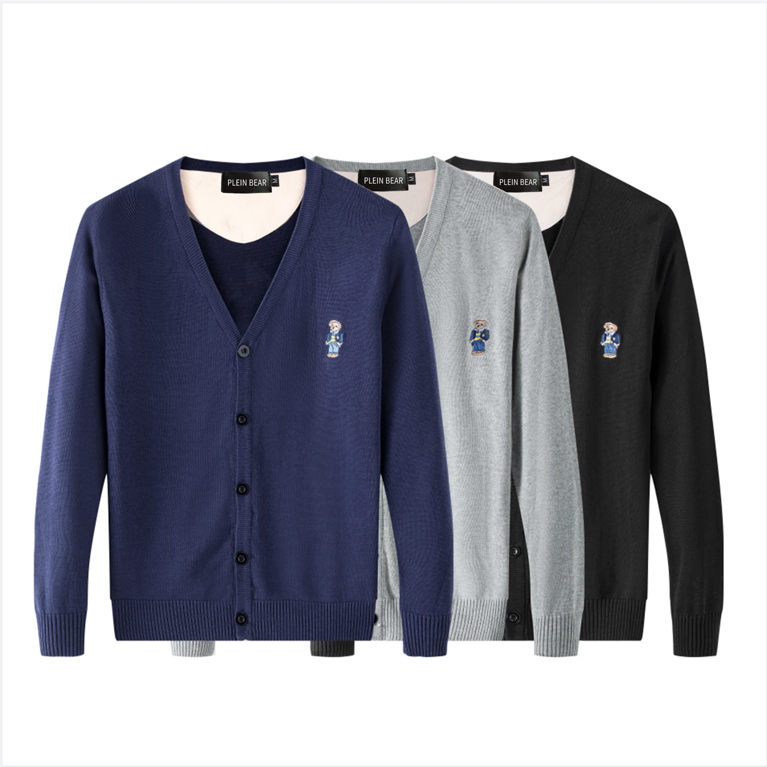 

Plein Bear Autumn Winter Mens Wool Masculina Embroidery Teddy Bear Pullover Fashion Popular Casual Pull Homme Men's Sweater 8129