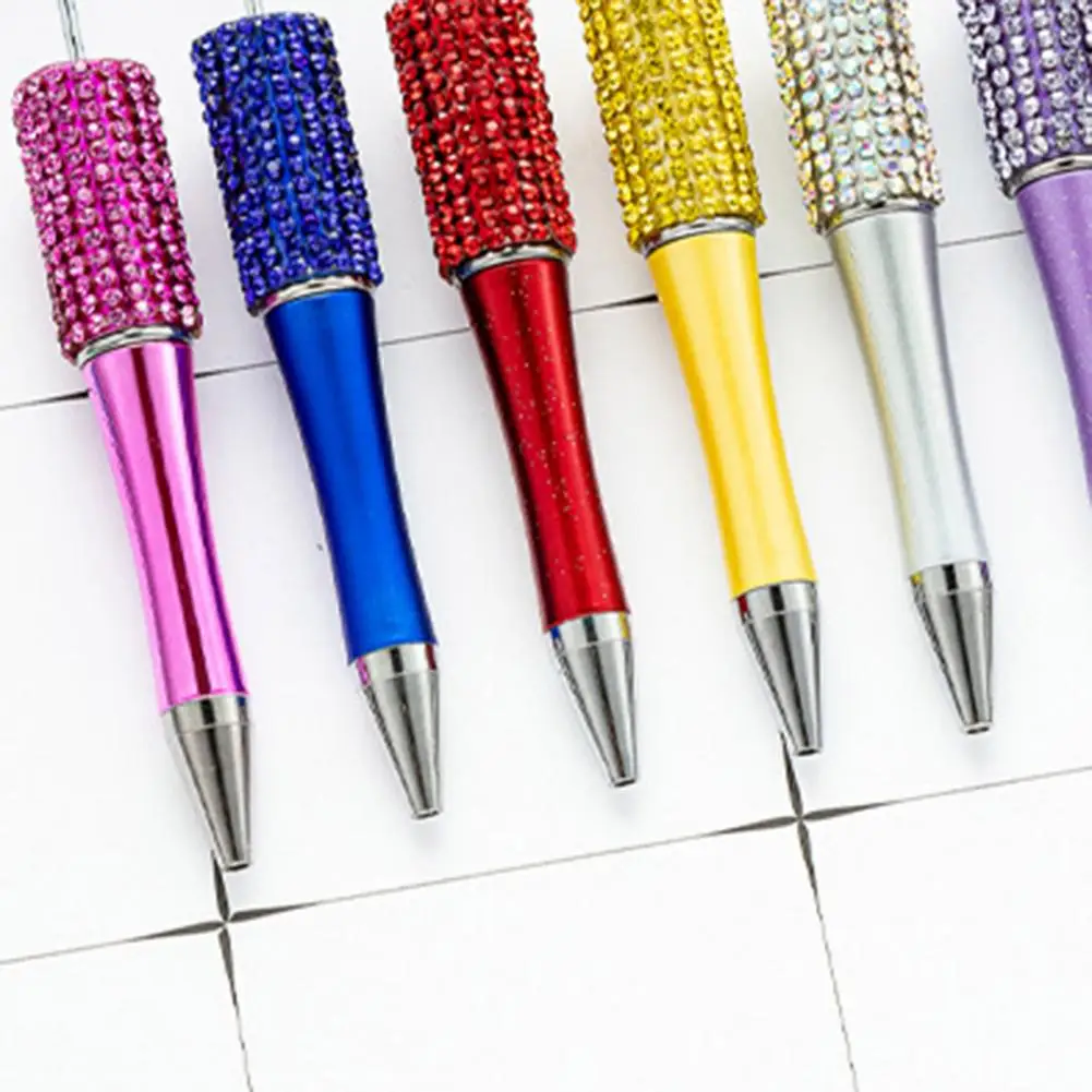 

Women Ballpoint Pen Assorted Colors Rhinestones Beaded Ballpoint Pen with Press Type Retractable Roller Ball Student for Writing