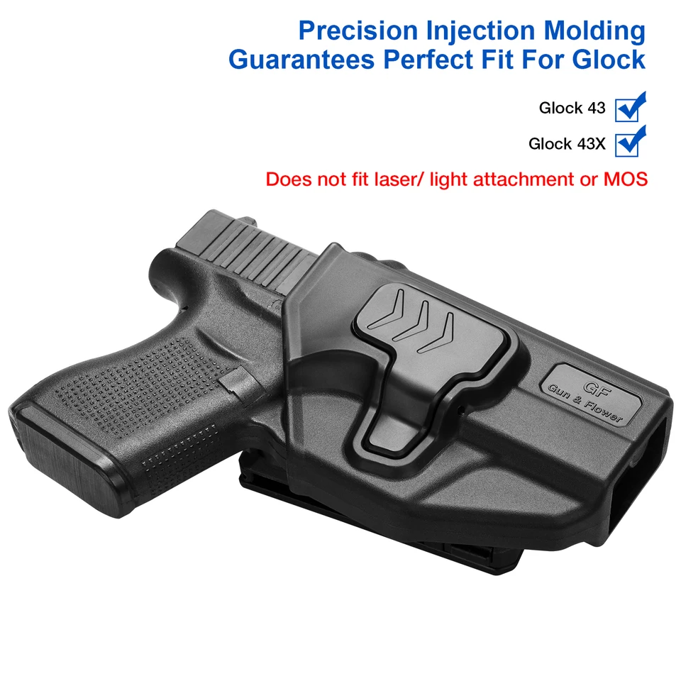 G43 G43X iwb Kydex Fondina Glock 43X Glock 43 Pistola All'interno della cintura Fondina da trasporto nascosta G43 Destra Attrezzo esterno  18