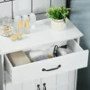 Kleankin Freestanding Bathroom Cabinet, Farmhouse Small Storage Cabinet with Storage Drawer, 2 Doors, Narrow Floor Cabinet, White 6