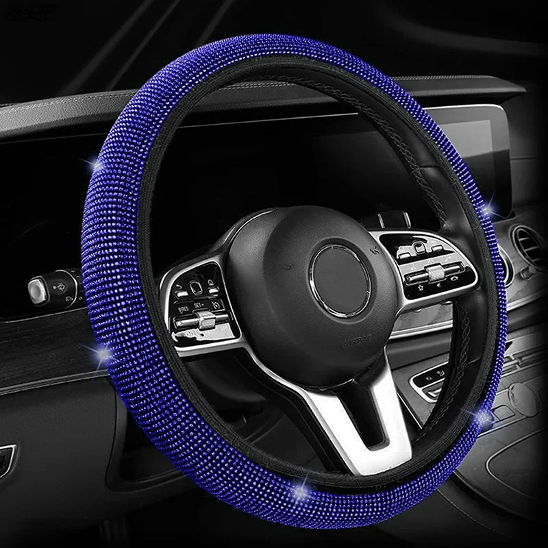 Bling Rhinestone Steering Wheel Cover Universal New Fashion Diamond Crystal Car Steering Wheel Covers for Girls Car Accessories