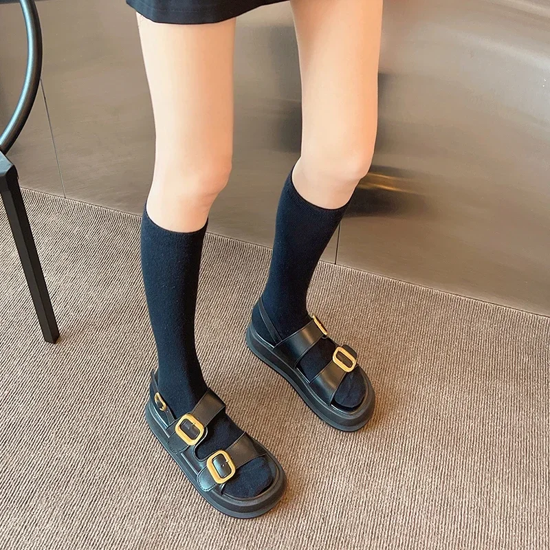 Women Sandals Gladiator Platform Summer Women Flat Fashion Casual Metal Buckle Soft Bottom Ladies women sandals women flats comfortable sandals