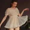 Pigiama lingerie sexy carino e dolce Camicia da notte trasparente provocante trasparente da letto libera dalla tentazione Abito da passione 2 pezzi 1