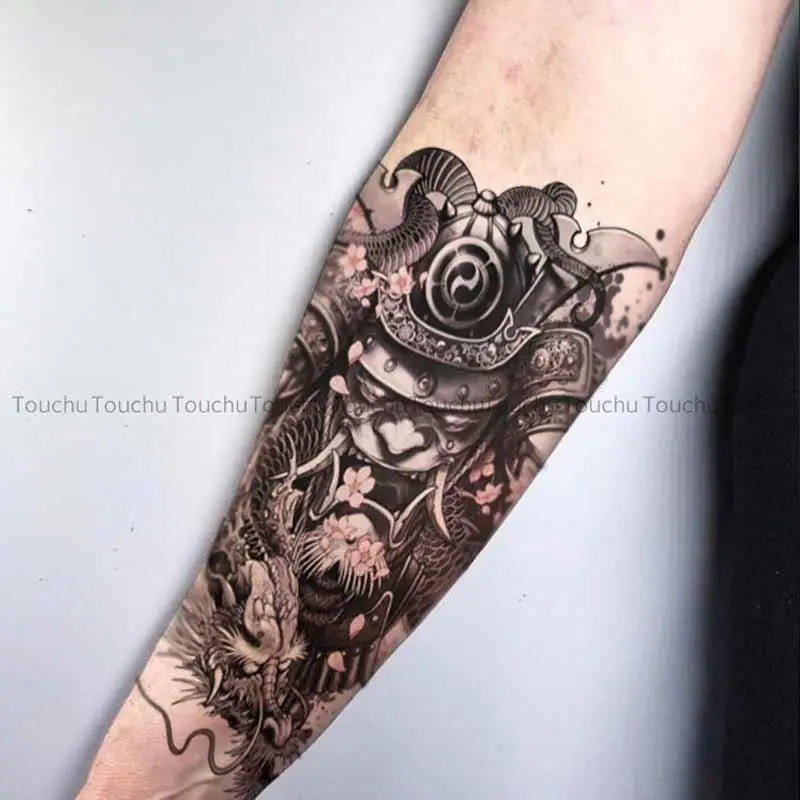 Japanese Samurai Dragon Tattoo Stickers Waterproof Fake Temporary Tattoos for Woman Men Arm tattoo sticker,temporary tattoos