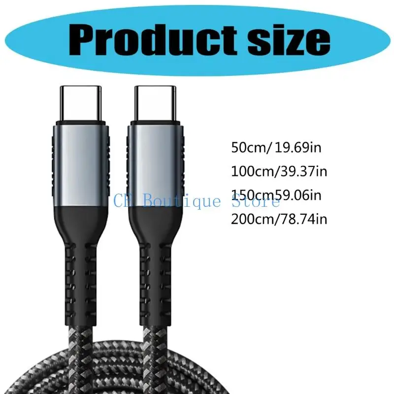 50cm에서 200cm까지 100W USB C to USB C 충전 케이블 라인 5A 지원 480Mbps 데이터 다중 기기 호환