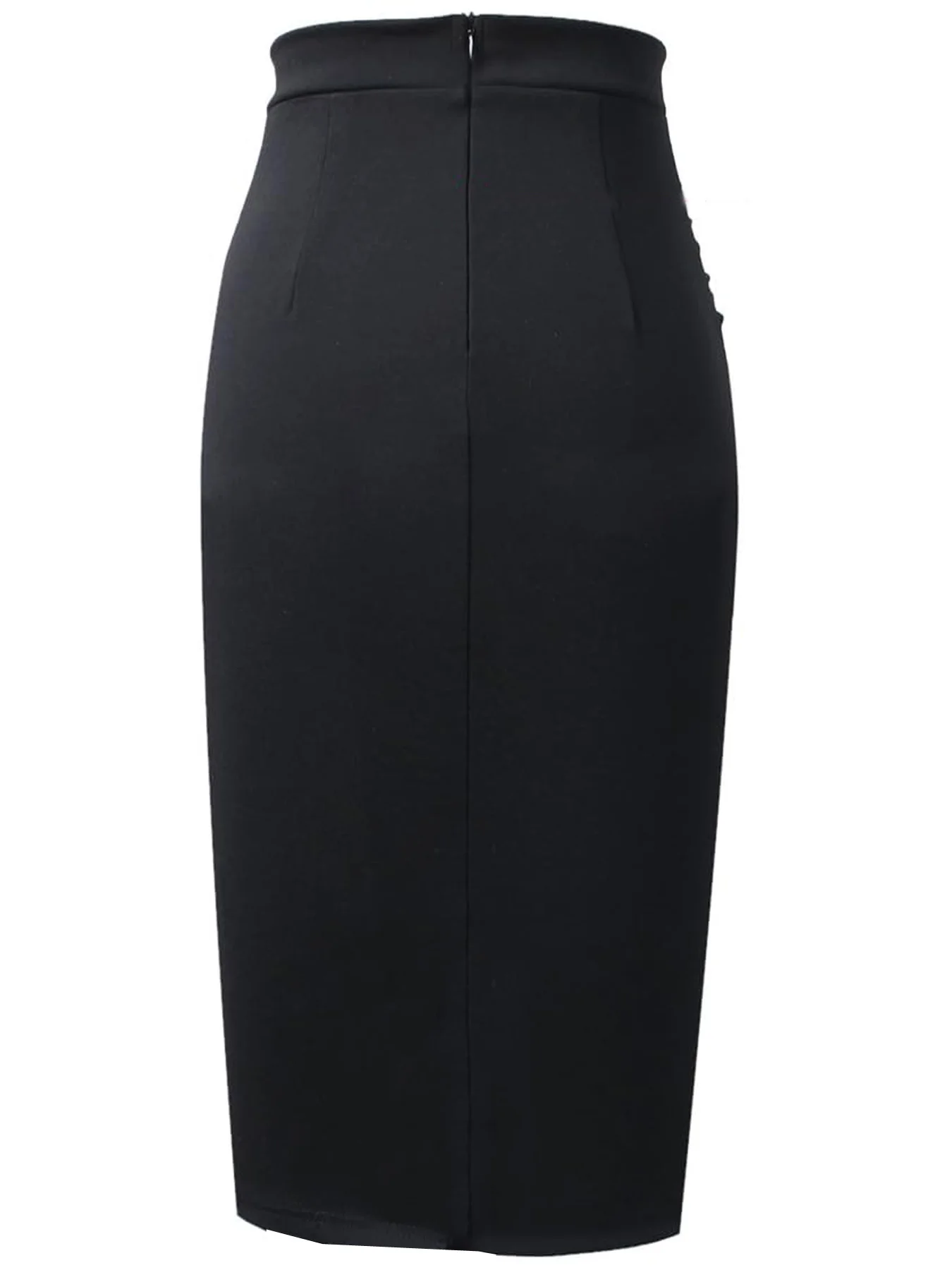 Women's Casual High Waist Skirt for Work Wear Knee Length Skinny Style Ruffle Side Slit Hip Skirt 3