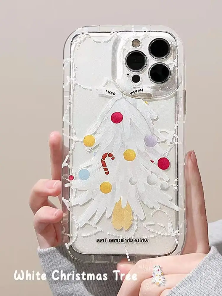 

Ins Style White Christmas Tree For Iphone 11 12 13 14 Pro Max Mini XS XR 7 8 Plus SE