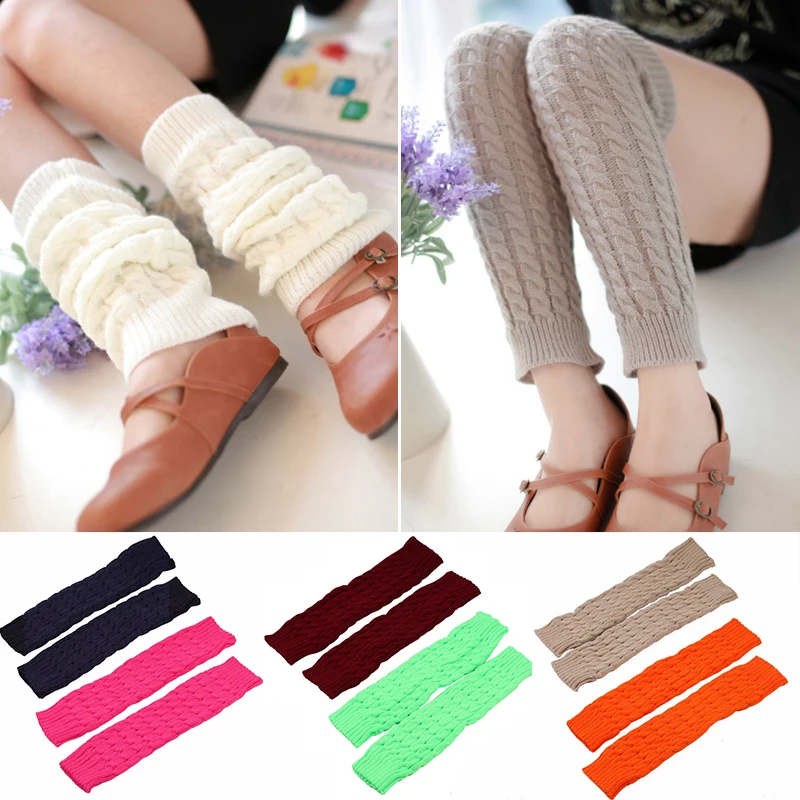 

Fashion Crochet Knee Socks For Women Boot Cuffs Leg Warmers Cable Knit Knitted Long Warm Winter Women's Socks Legs Cover