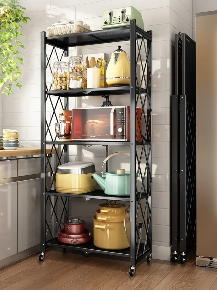 Installation-Free-Folding-Kitchen-Supplies-Shelf-Floor-Type-Multi-Layer ...