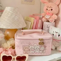 Sac à main de grande capacité en cuir PU de forme carrée, trousse de maquillage, trousse de toilette portable, sac de détermination, mode 4
