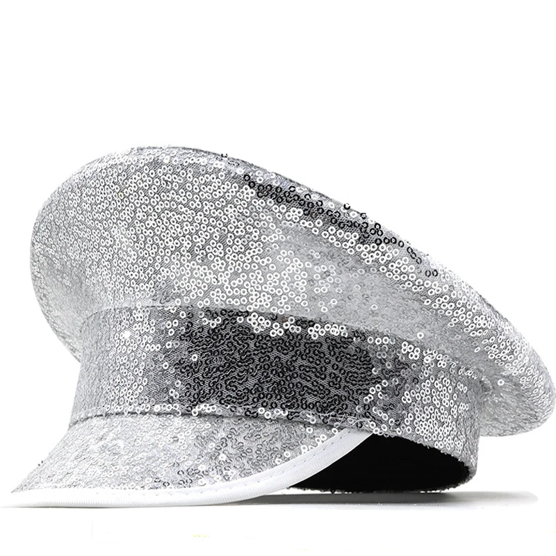 Women Hats Military Hat Double Sequin Captain Festival Halloween Costume Cosplay Bachelorette Party Sergeant