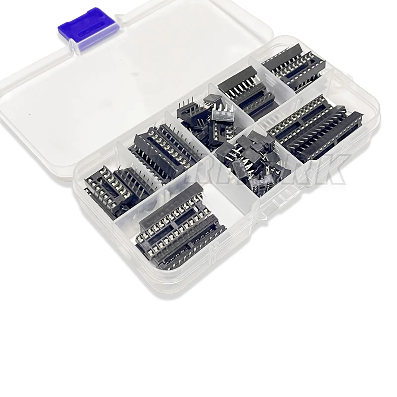 66PCS/lot with Box DIP IC Sockets Adaptor Solder Type Socket Kit 6 8 14 16 18 20 24 28 Pin DIP-6 DIP-8 DIP-14 IC Connector 6