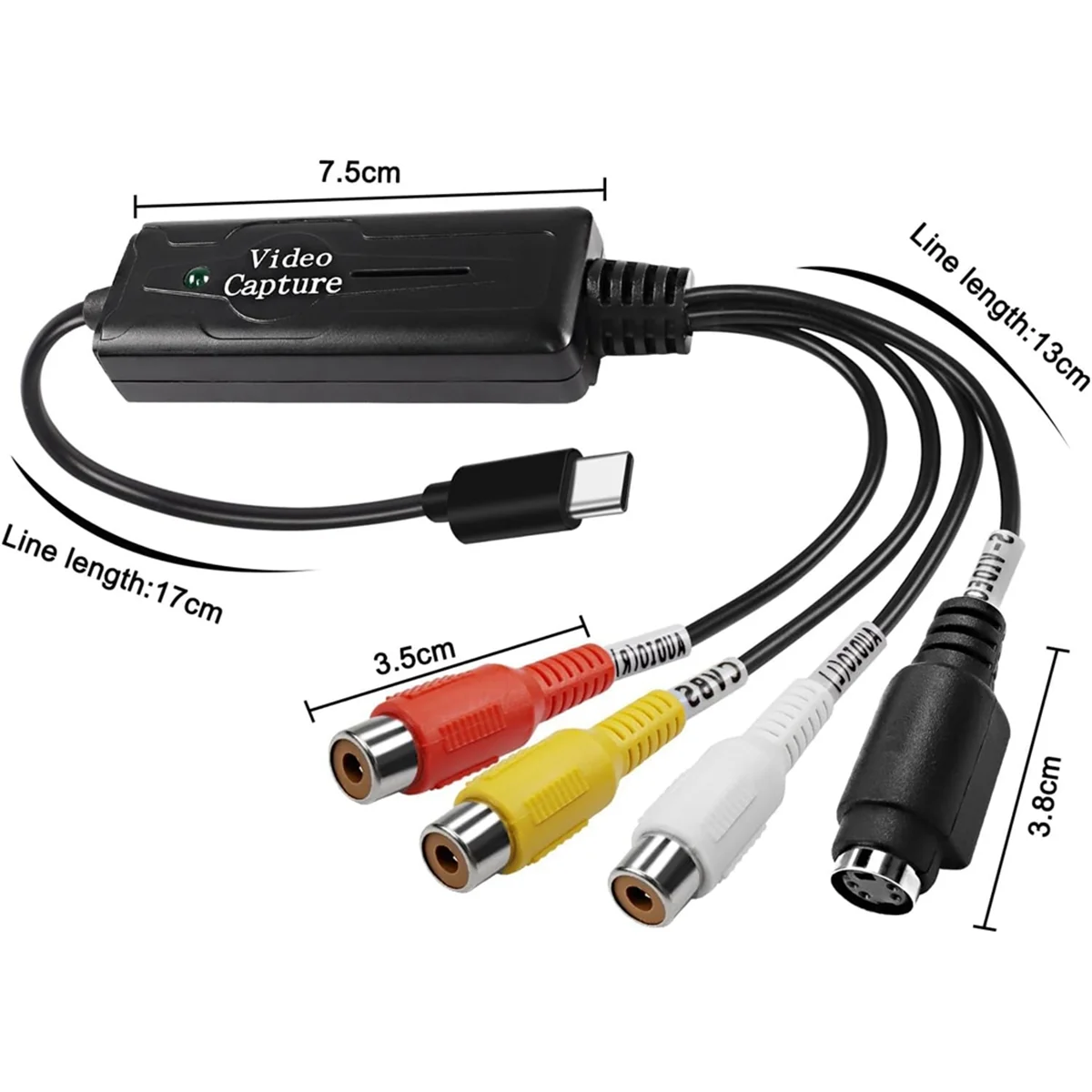RCA AV to USB C Converter Video Capture Card 1 Channel AV NTSC PAL S Video/Composite to USB