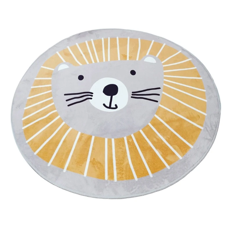 

Nordic Cartoon Lion Childrens Area Rug Pad Baby Round for Play Crawling Mat Bedside Non-Slip Floor Carpet Kids Room Nursery