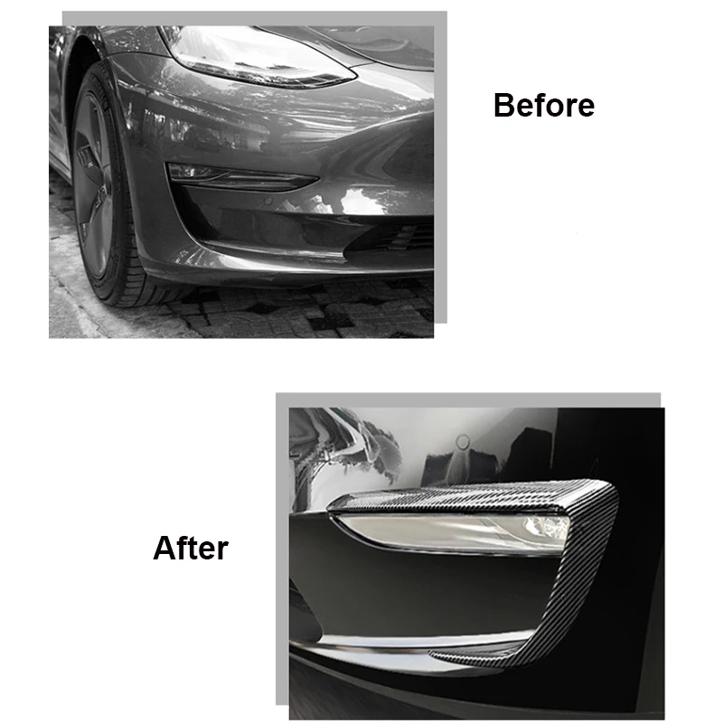 Front Bumper Cover Wind Knife for Tesla Model 3 Y ABS Glossy Black Fog Lamp Trim