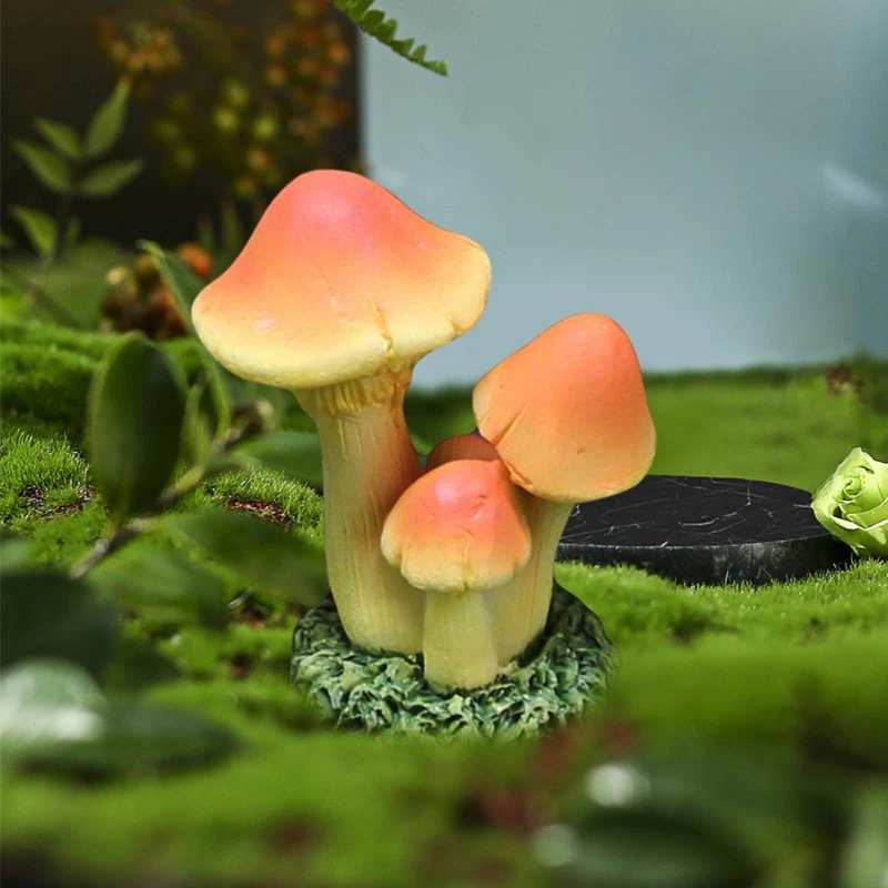 Mini Garden Mushroom Ornament Decoration Statue Waterproof Figurine Resin Gift for Patio Bonsai Dollhouse DIY Fairy Garden Lawn